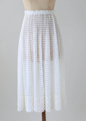 Vintage 1970s White Crochet Knit Skirt