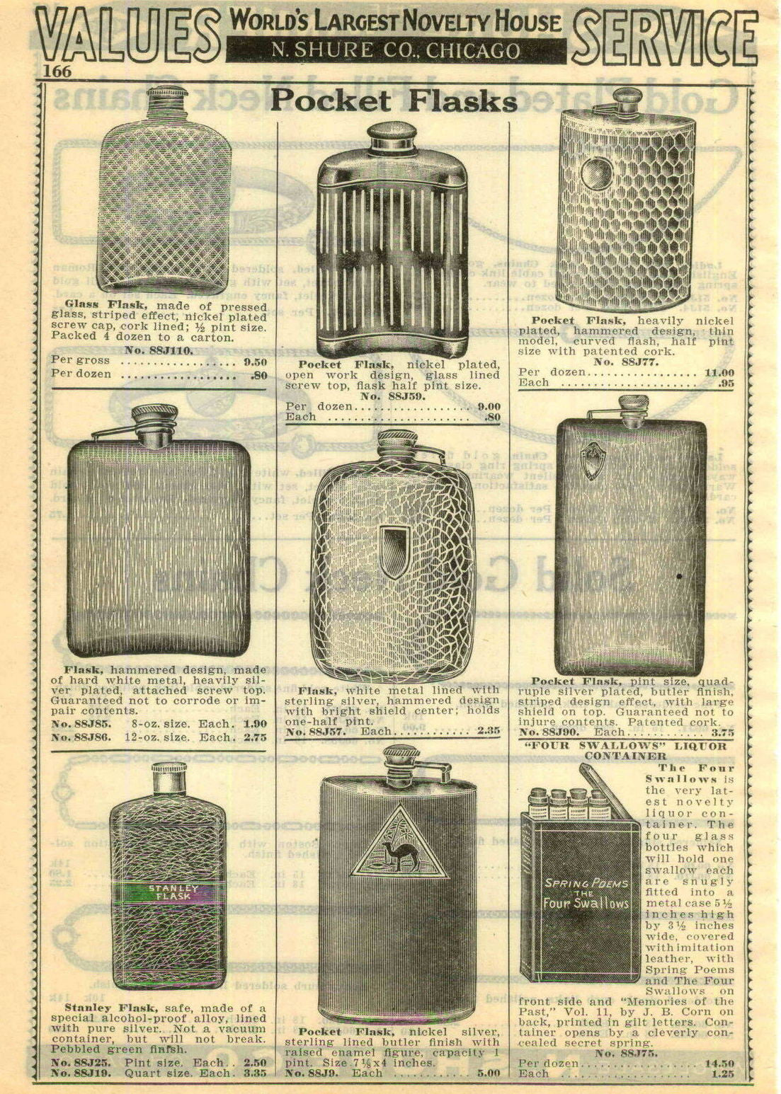 Vintage 1920s Caged Glass and Metal Flask