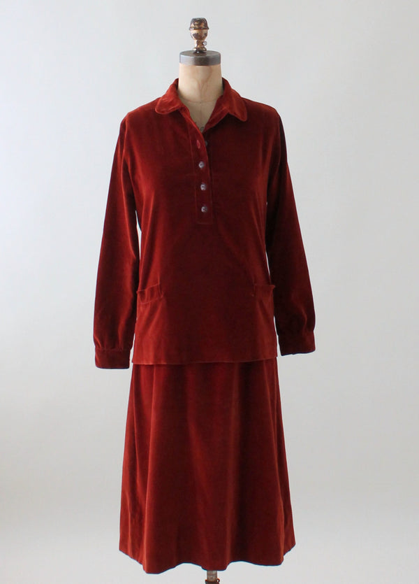 Vintage 1920s Chic Two Piece Velvet Day Dress - Raleigh Vintage