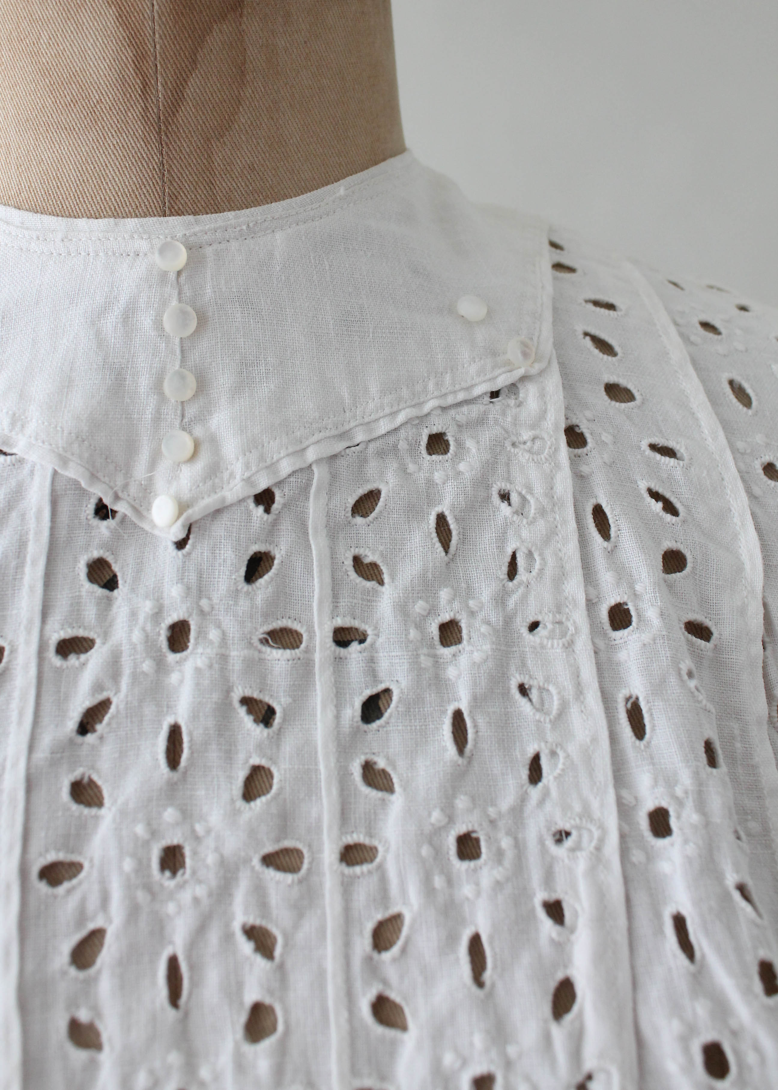Antique 1910s Edwardian Cotton Lawn Dress