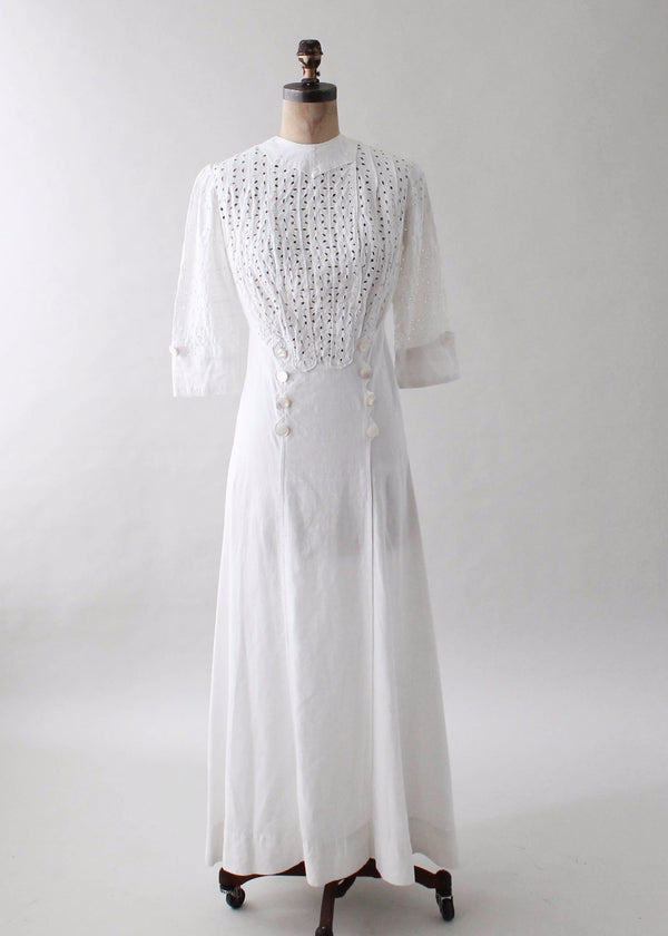 Antique 1910s Edwardian Cotton Lawn Dress - Raleigh Vintage