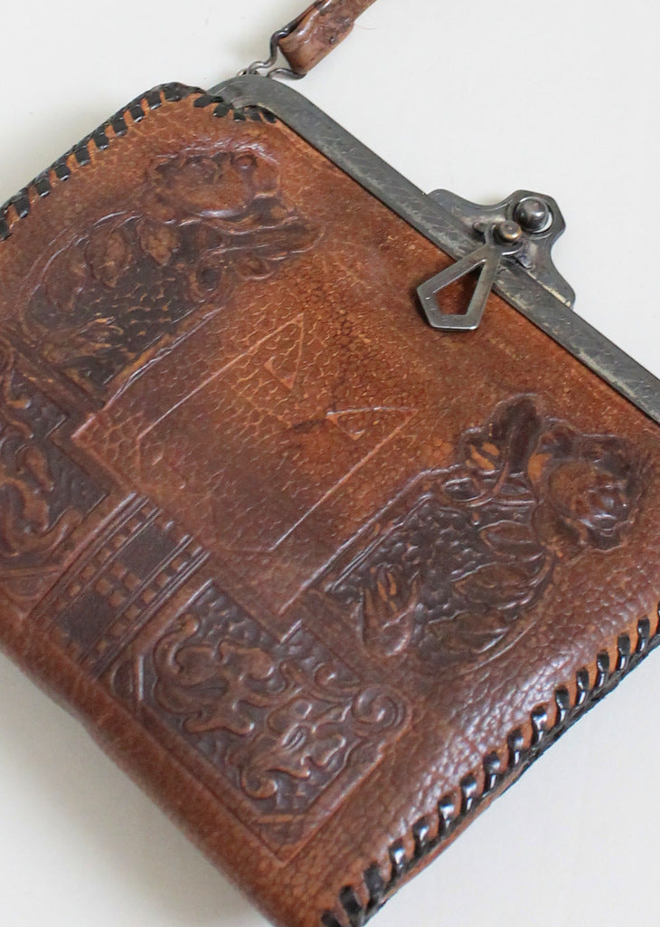 Vintage 1920s Arts & Crafts Tooled Leather Purse