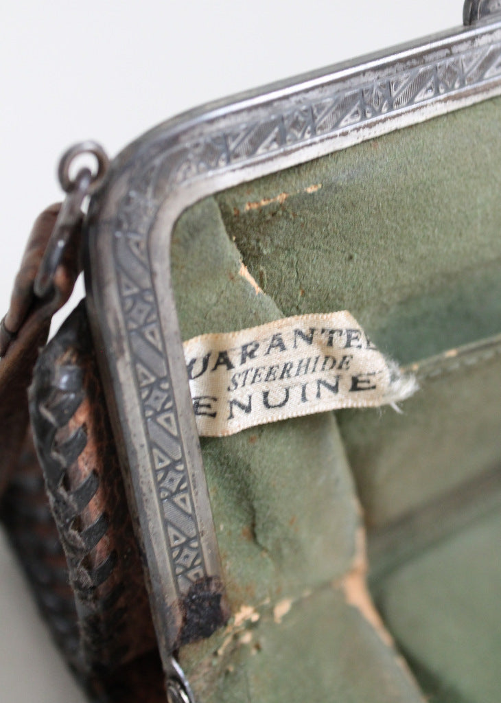 Vintage 1920s Arts & Crafts Tooled Leather Purse