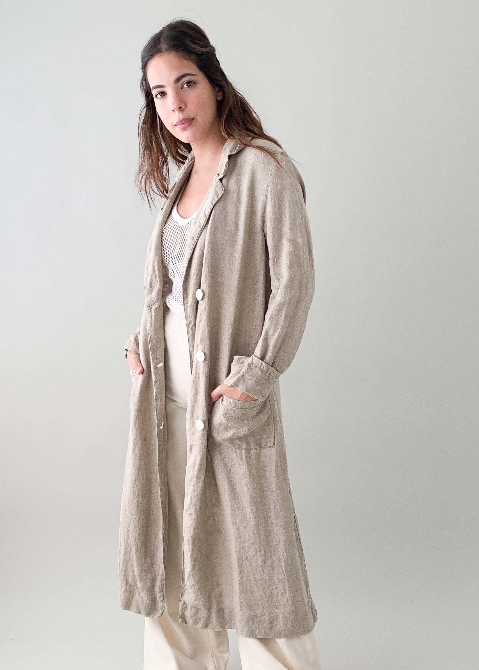 Vintage 1910s Linen Motoring Duster Coat