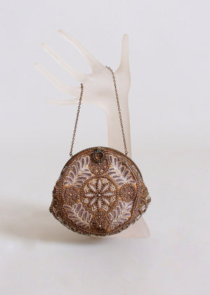 Vintage 1920s French Beaded Round Purse