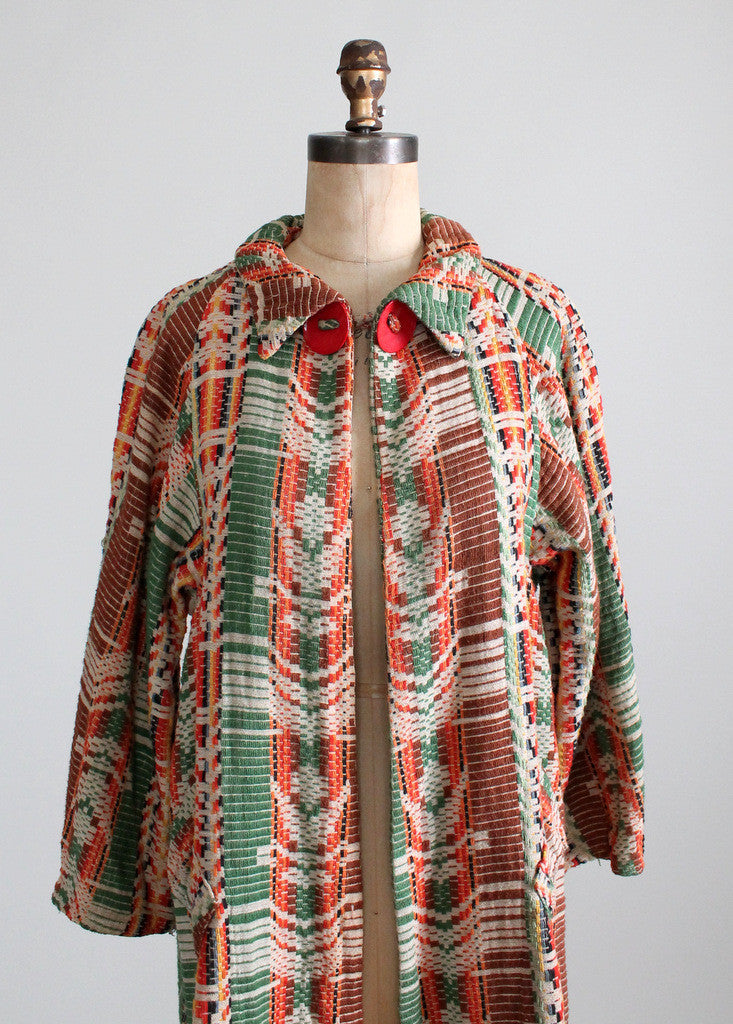 Vintage 1920s Geometric Woven Coat