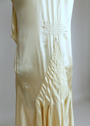Vintage 1920s Golden Liquid Satin Flapper Evening Dress