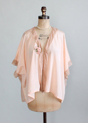 Vintage 1920s Peach Silk and Lace Bed Jacket