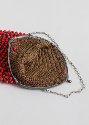 Vintage 1920s Red Beaded Flapper Purse