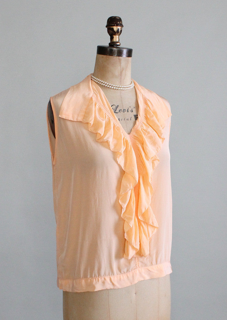Vintage 1920s Silk Ruffle Flapper Blouse