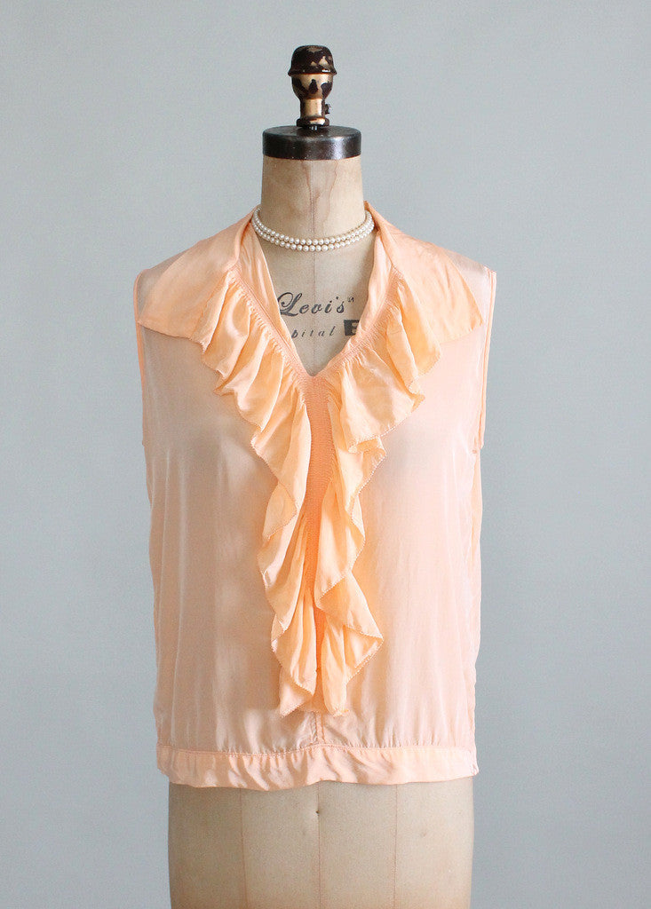 Vintage 1920s Silk Ruffle Flapper Blouse