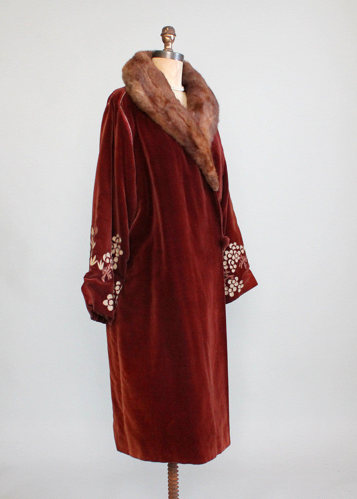 Vintage 1920s Velvet and Fur Cocoon Coat