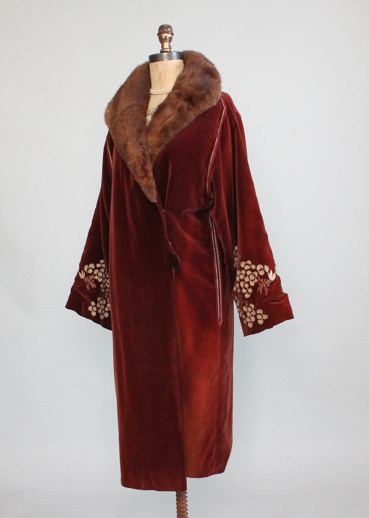 Vintage 1920s Velvet and Fur Cocoon Coat