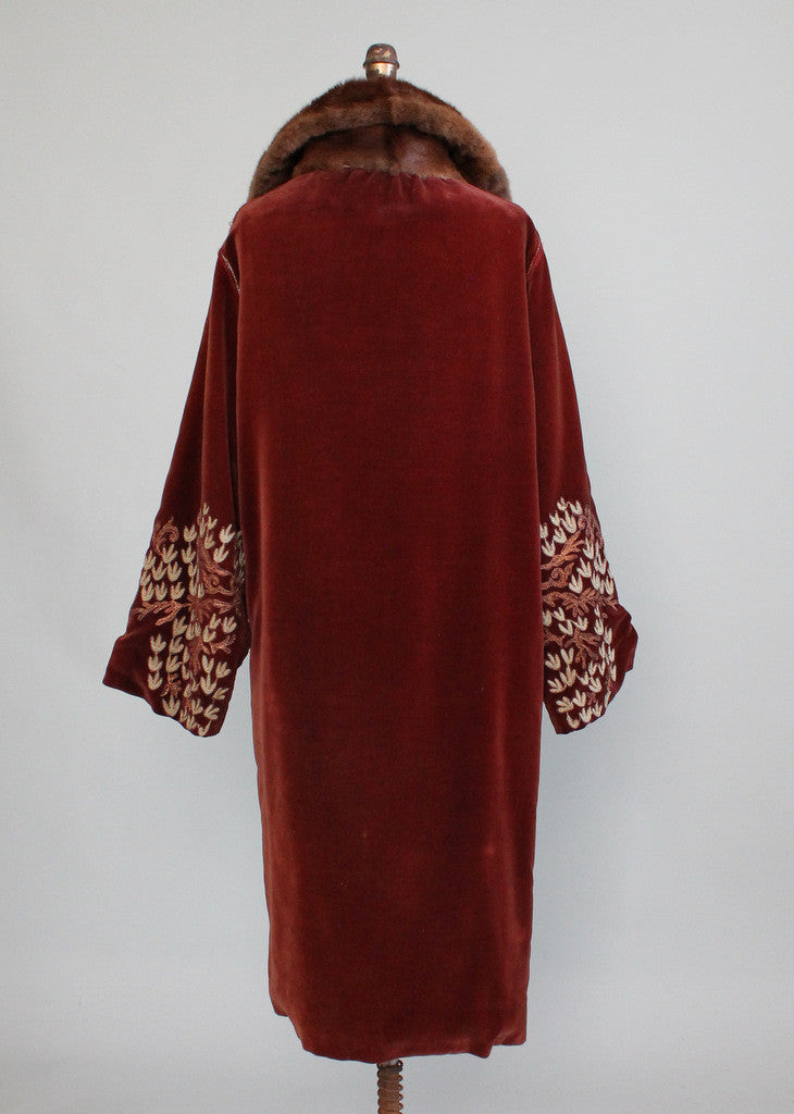 Vintage 1920s Velvet and Fur Cocoon Coat