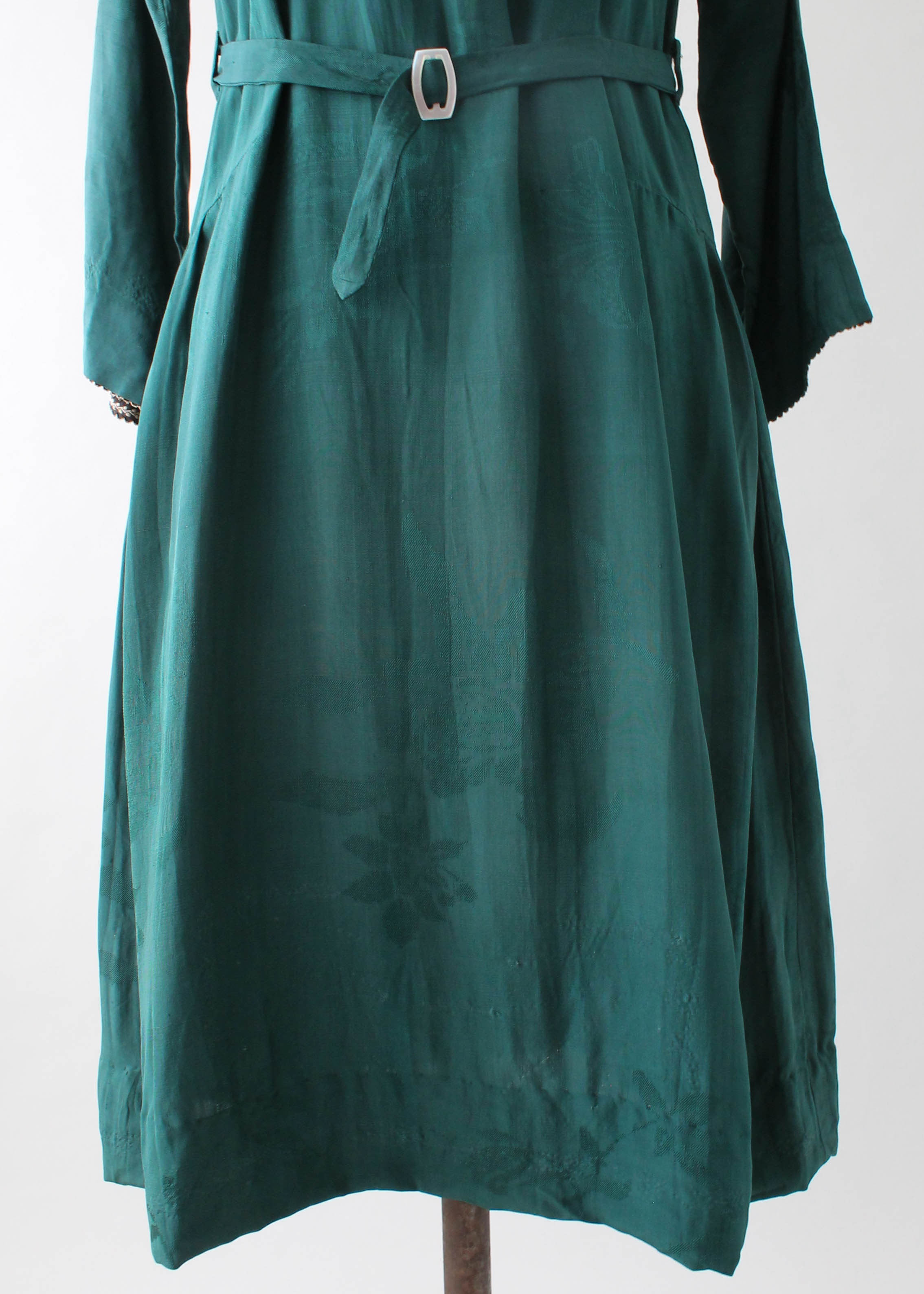 Vintage 1920s Beaded Green Silk Dress