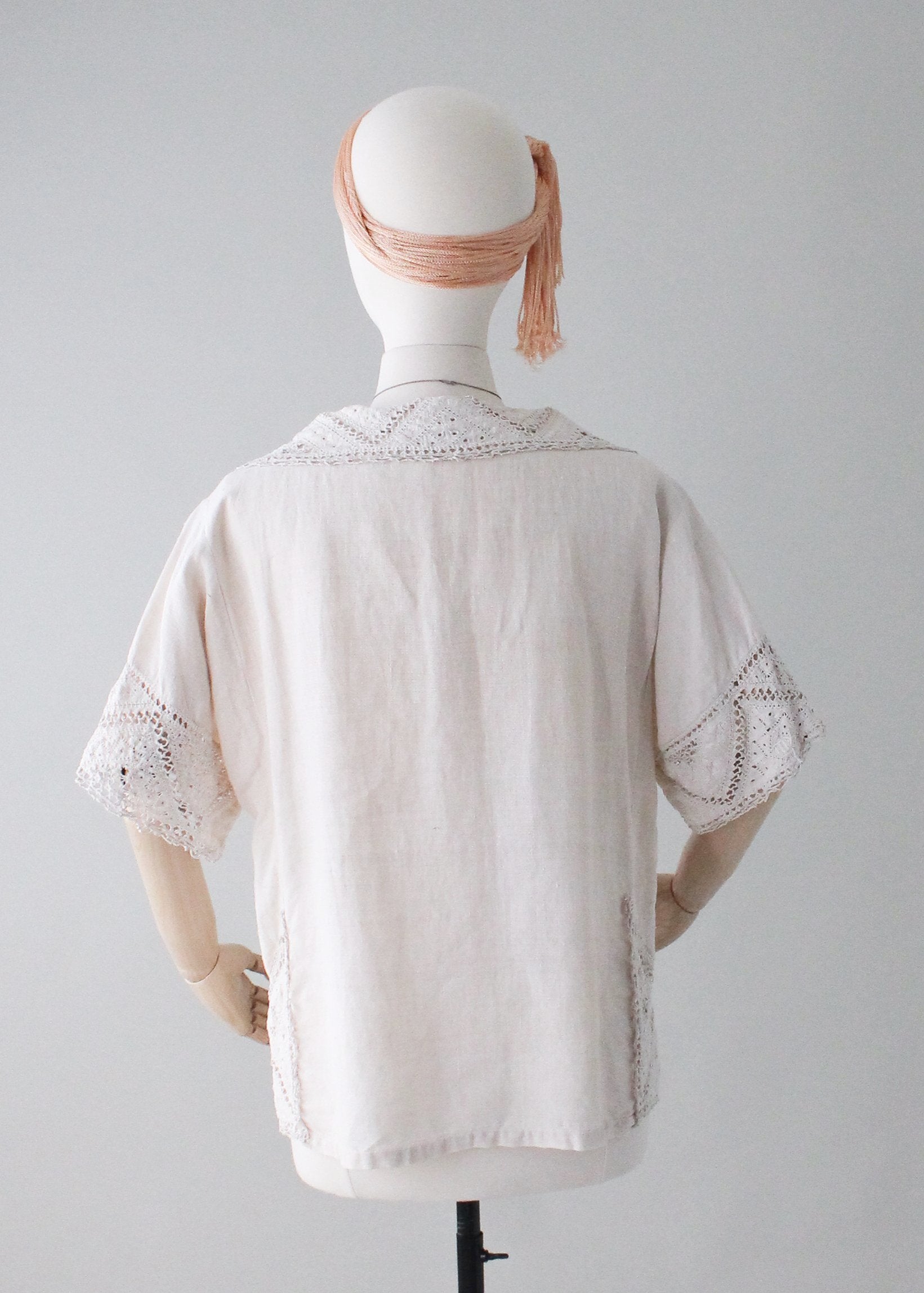 Vintage 1920s Linen and Lace Tunic Top