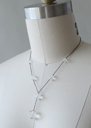 Vintage 1920s Faceted Crystal Lariat Necklace