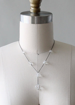 Vintage 1920s Faceted Crystal Lariat Necklace