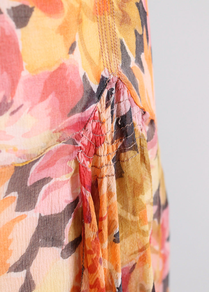 Vintage 1920s floral chiffon dress