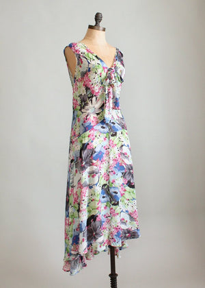 Vintage 1920s Ashikaga Floral Silk Dress
