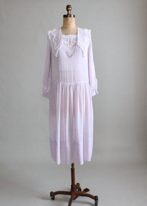 Vintage 1920s Lavender Cotton Organdy Day Dress
