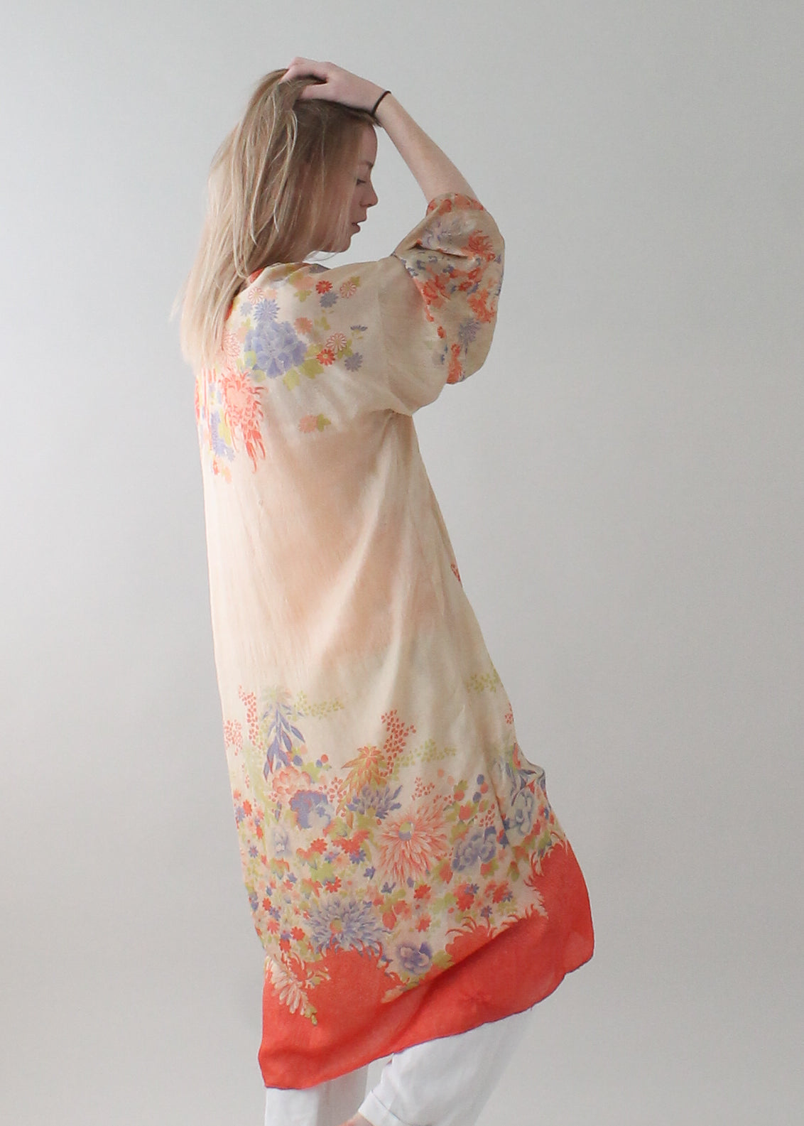 Vintage 1920s Pongee Silk Kimono Robe