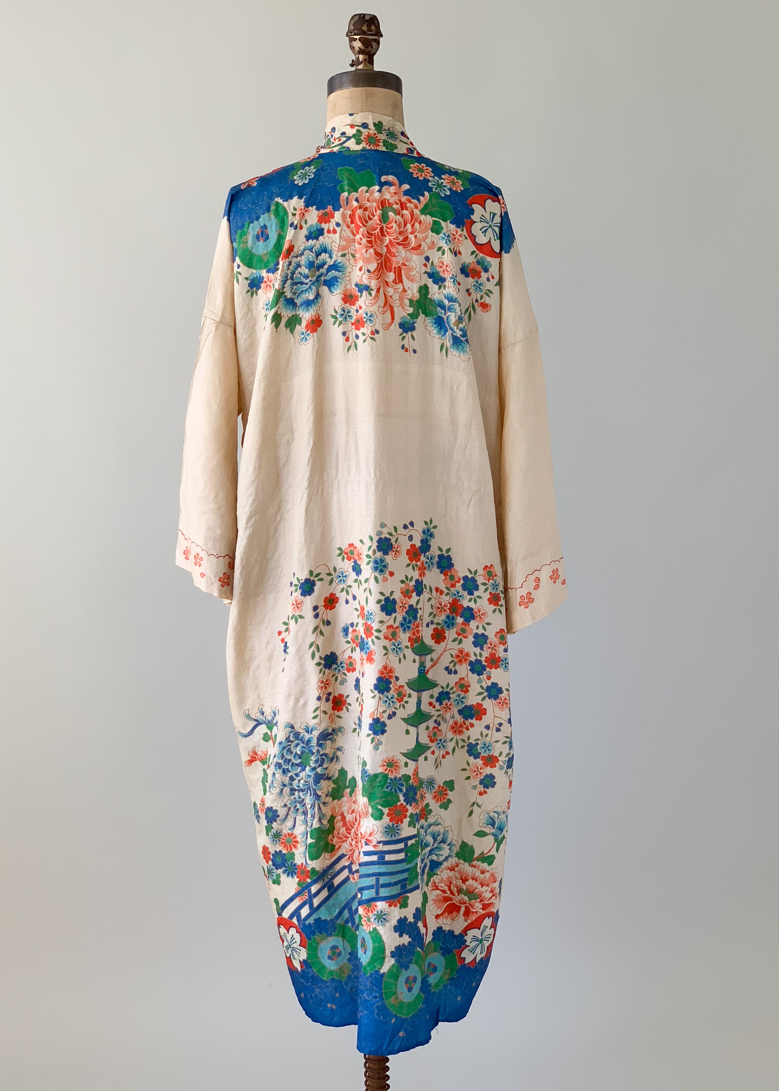 Vintage Pongee Silk Kimono Robe
