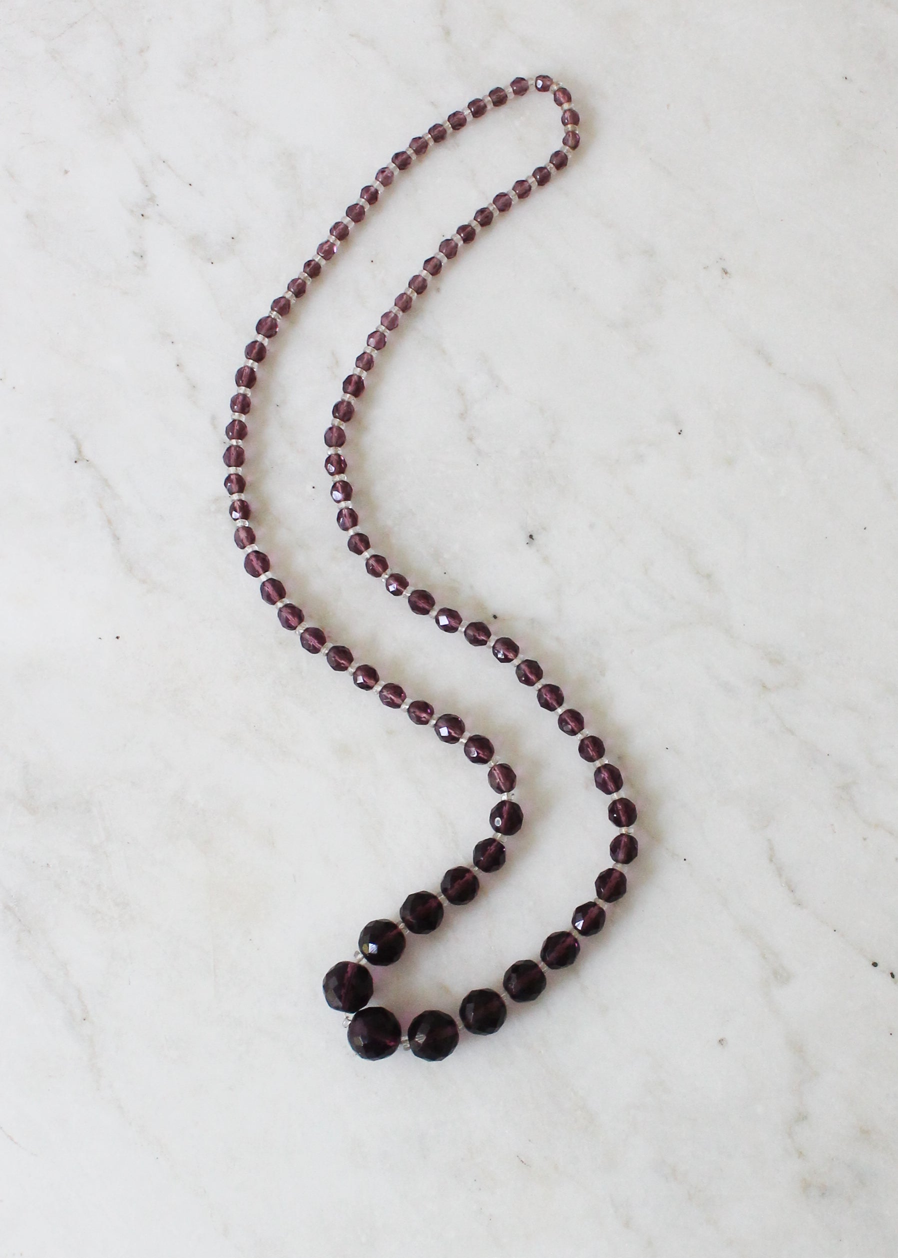 Vintage 1920s Purple Glass Bead Necklace