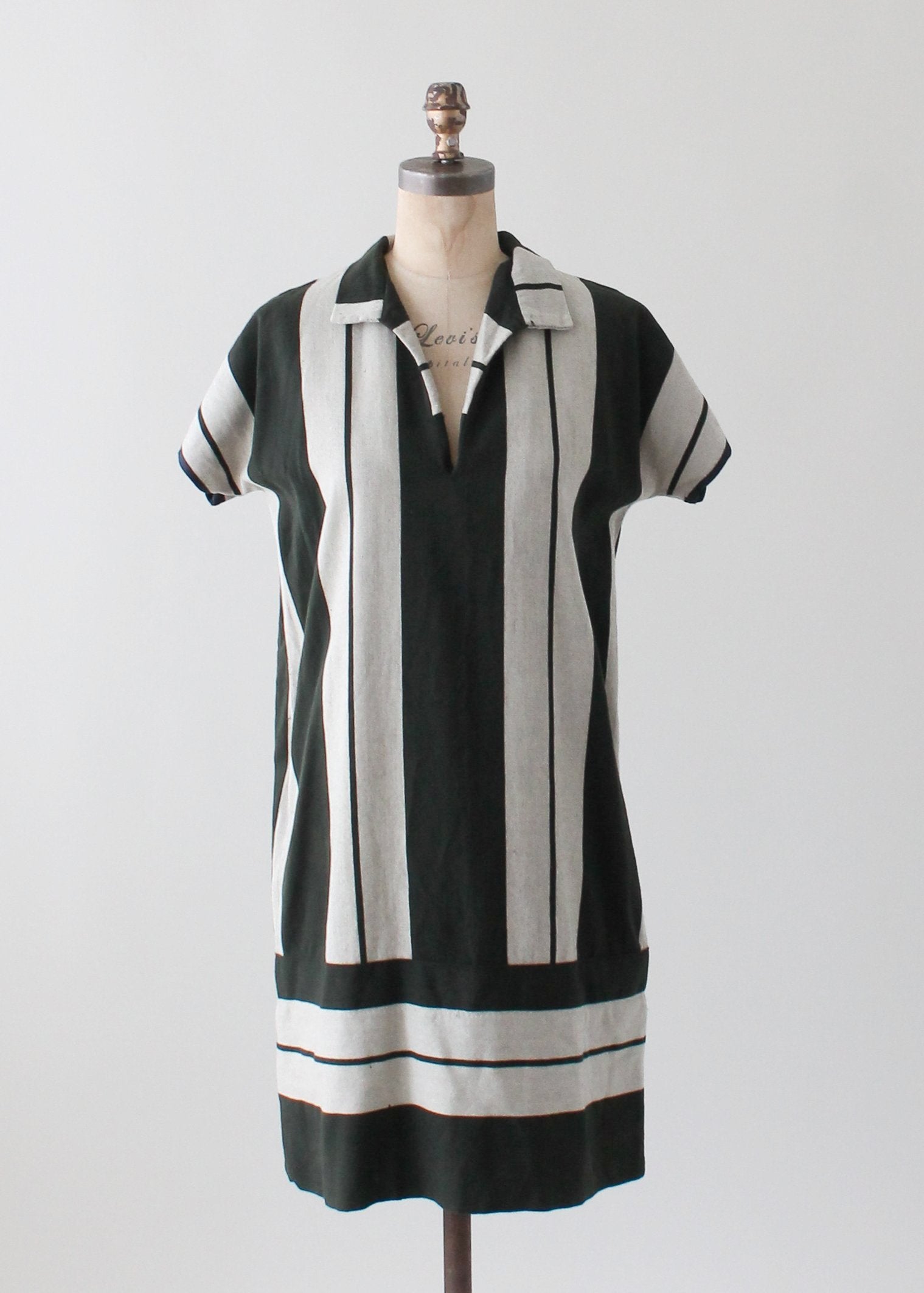 Vintage 1920s Striped Wool Day Dress