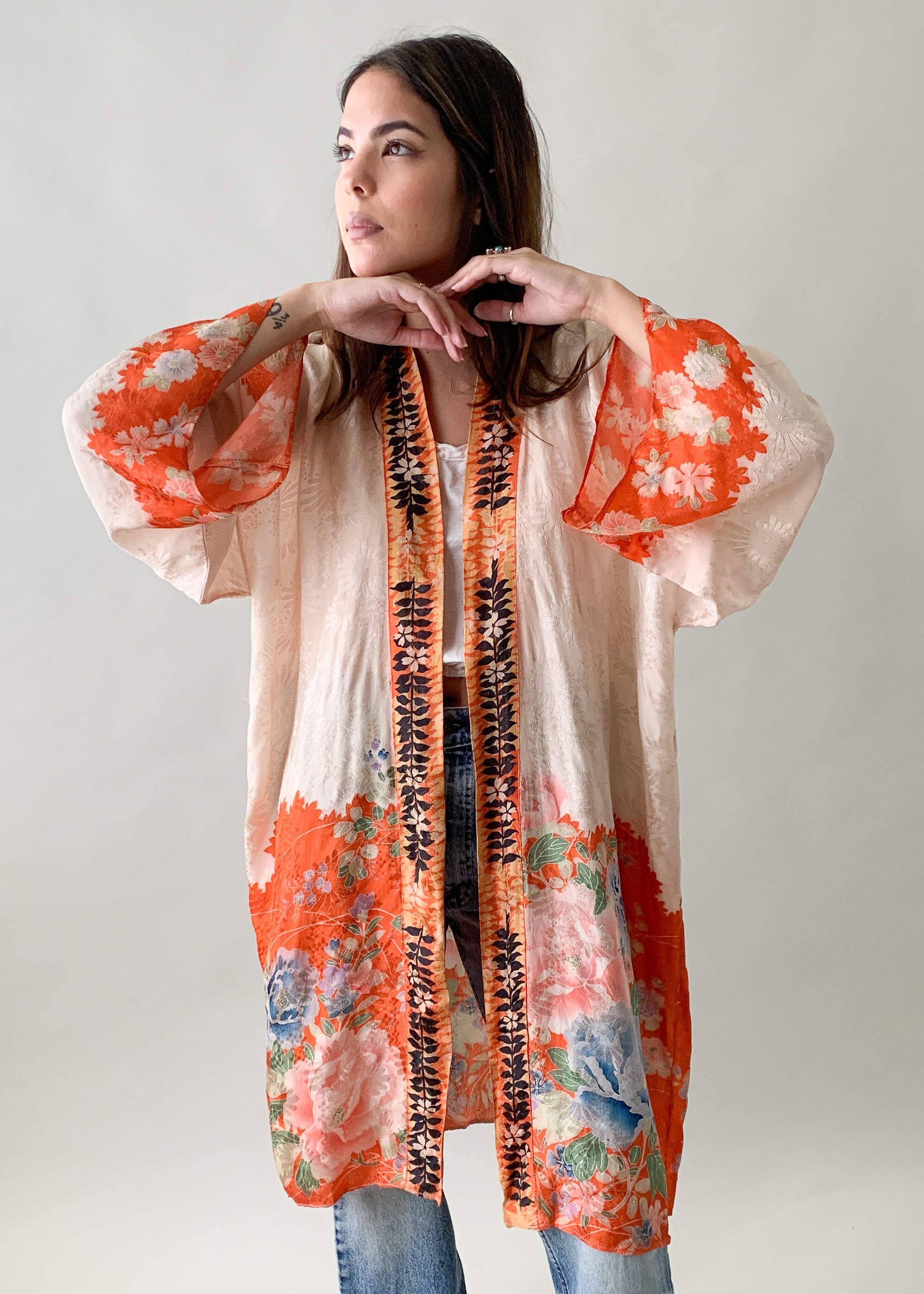 Vintage 1920s Floral Silk Robe