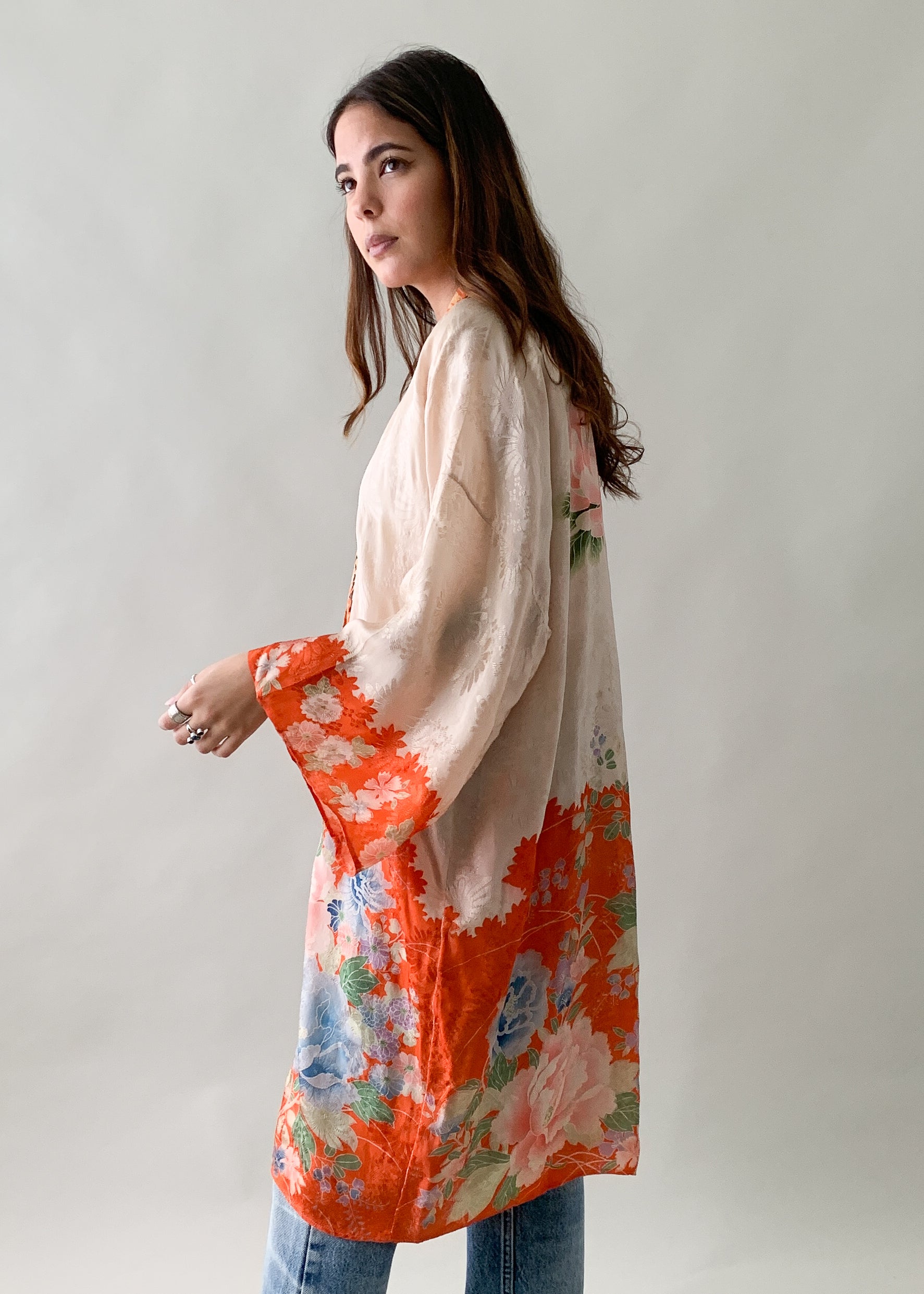 Vintage 1920s Floral Silk Robe