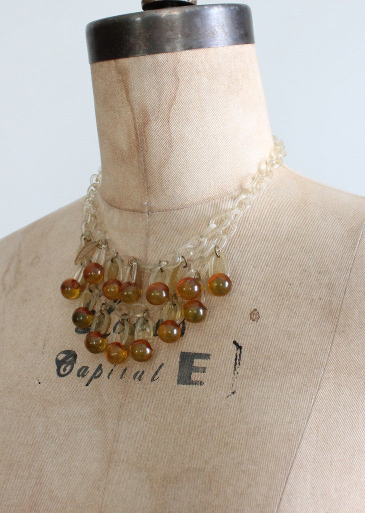 Vintage 1940s Applejuice Bakelite and Celluloid Necklace