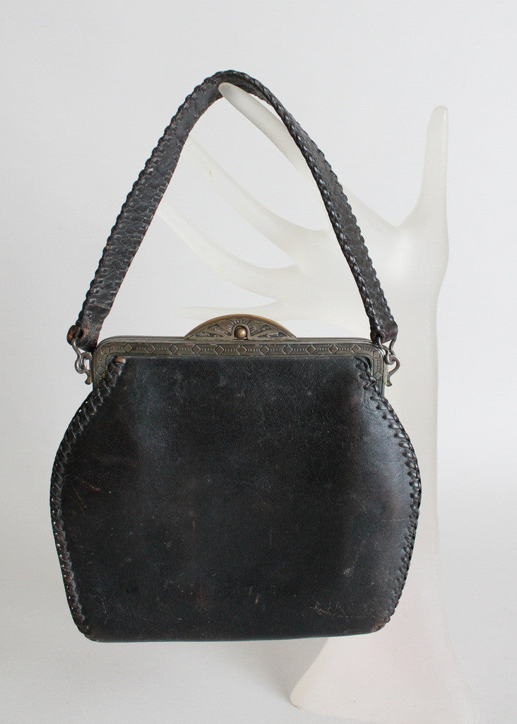 Vintage Early 1930s Art Deco Tooled Leather Purse