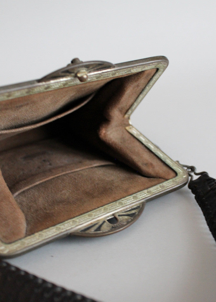 Vintage Early 1930s Art Deco Tooled Leather Purse