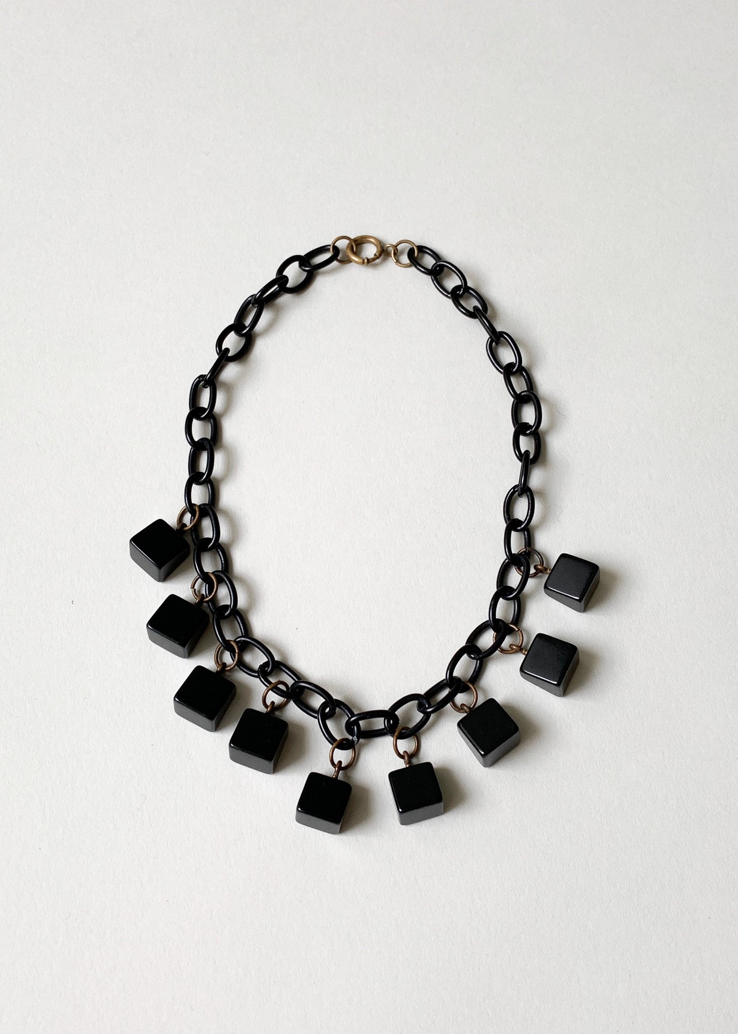 Vintage 1930s Art Deco Black Cellluloid Necklace