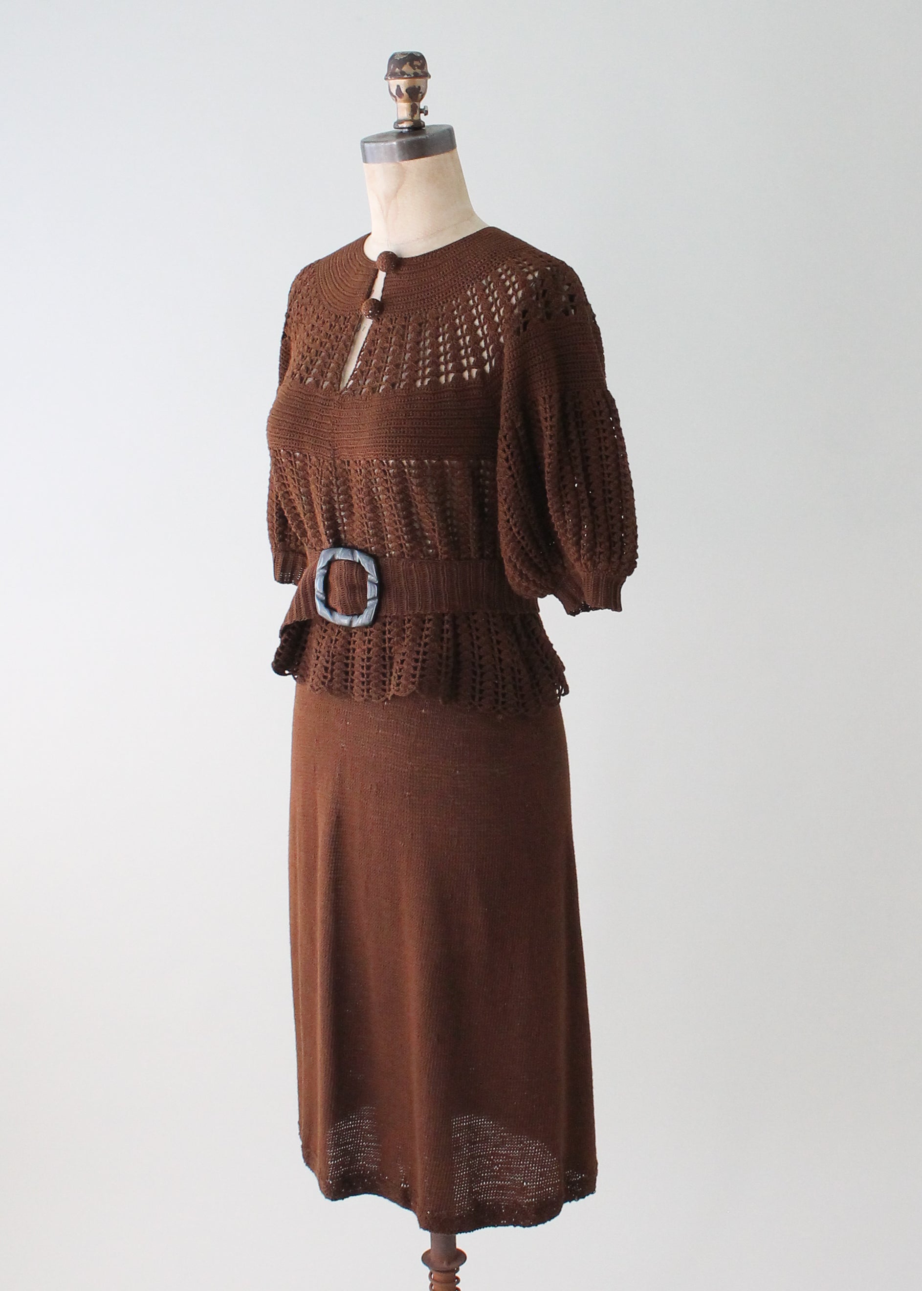 Vintage 1930s Art Deco Knit Dress Set