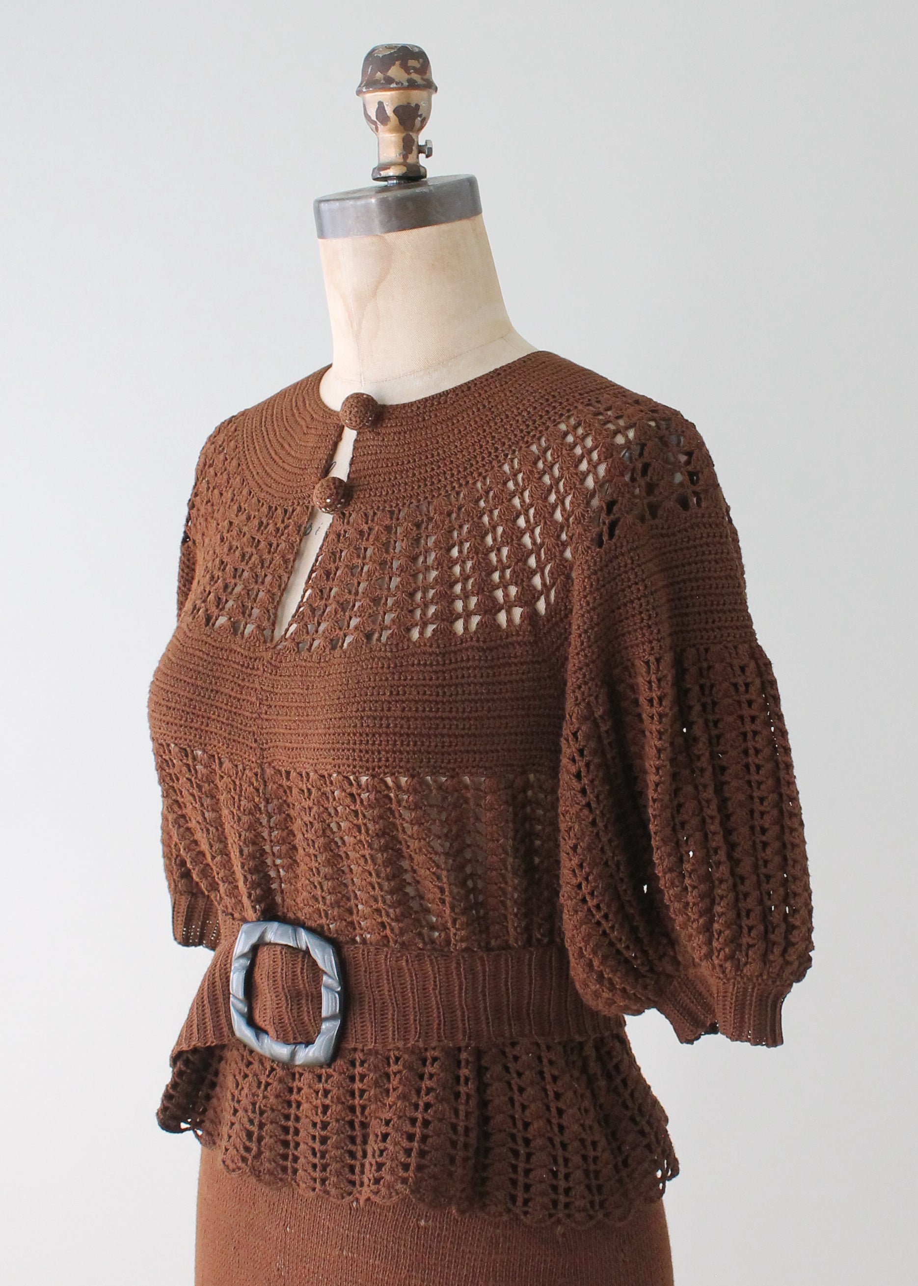 Vintage 1930s Art Deco Knit Dress Set