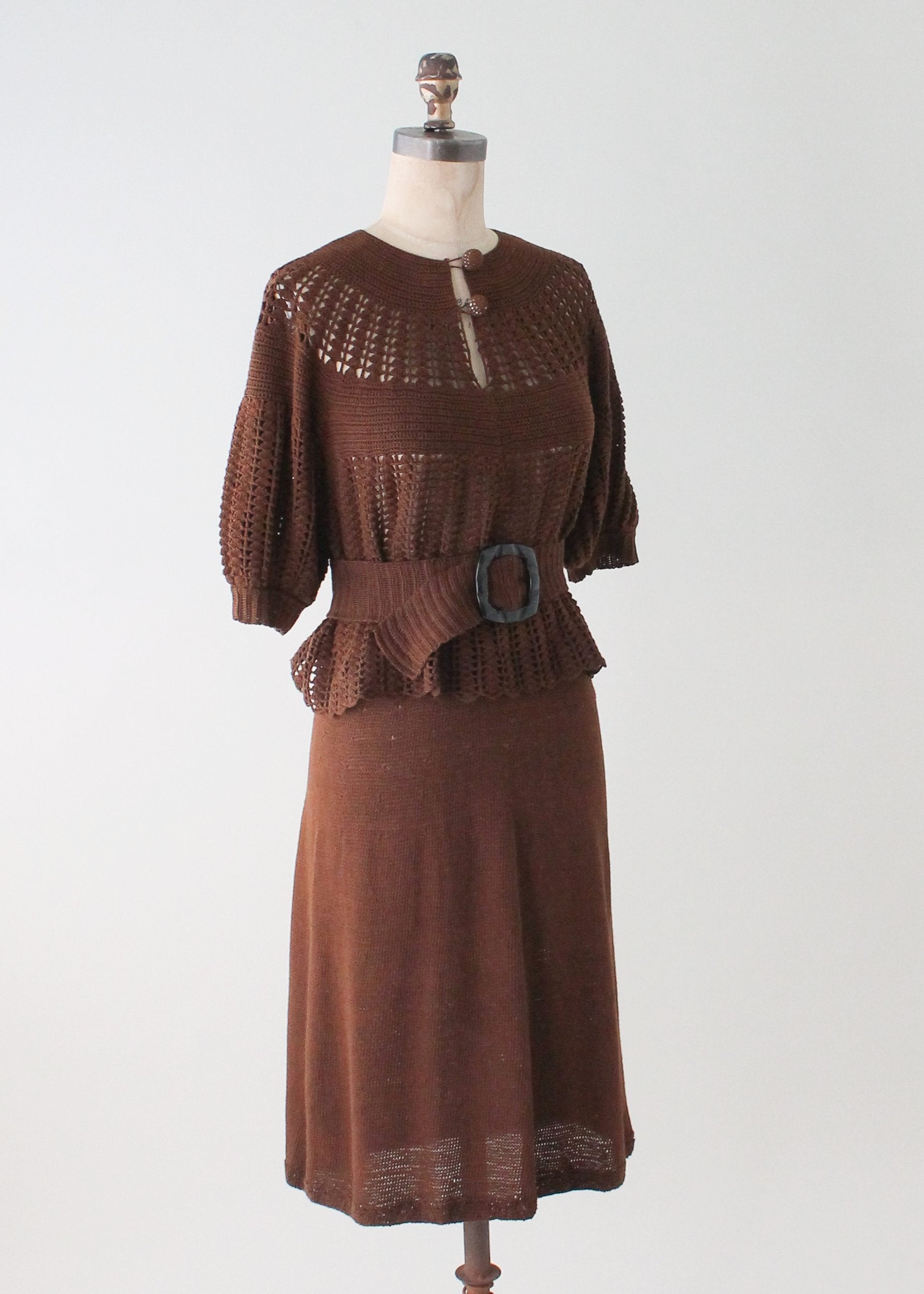 Vintage 1930s Art Deco Knit Dress Set