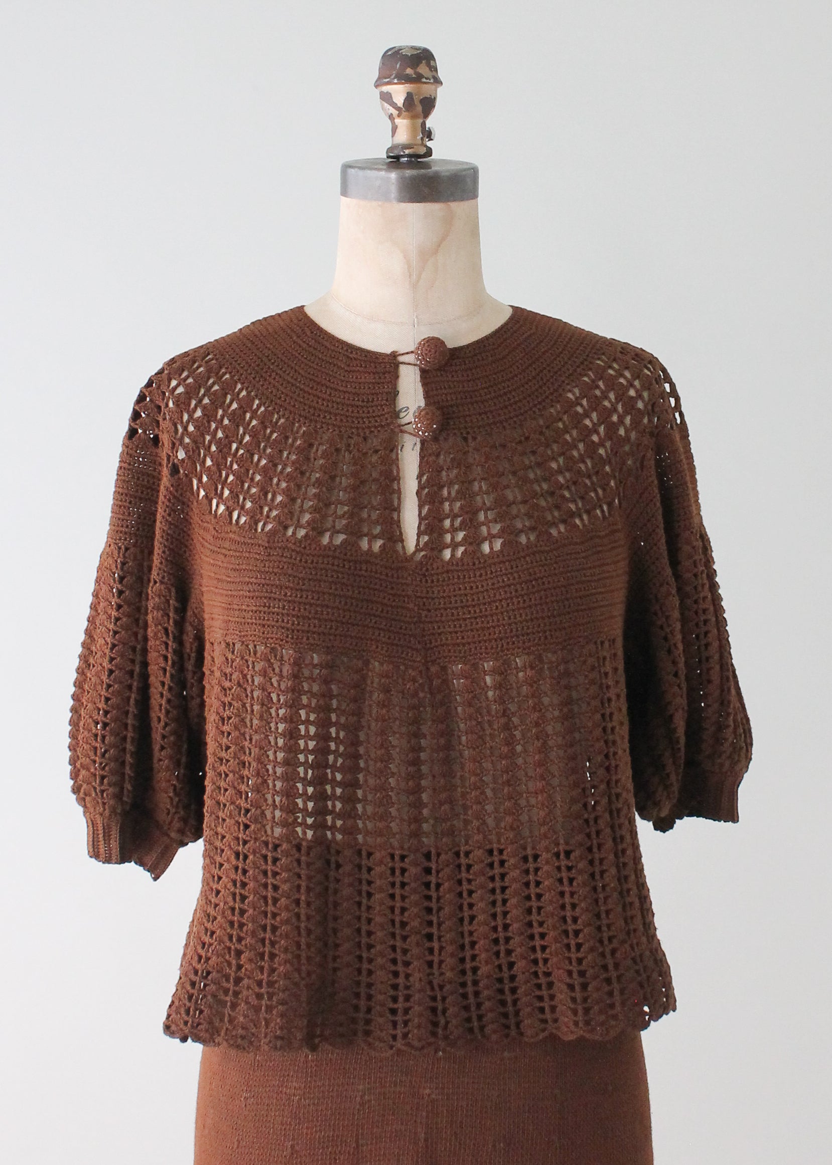 Vintage 1930s Art Deco Knit Dress Set