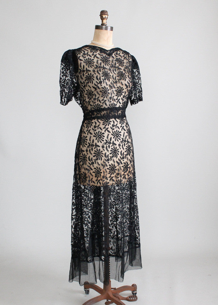 1930s Black Lace Dress