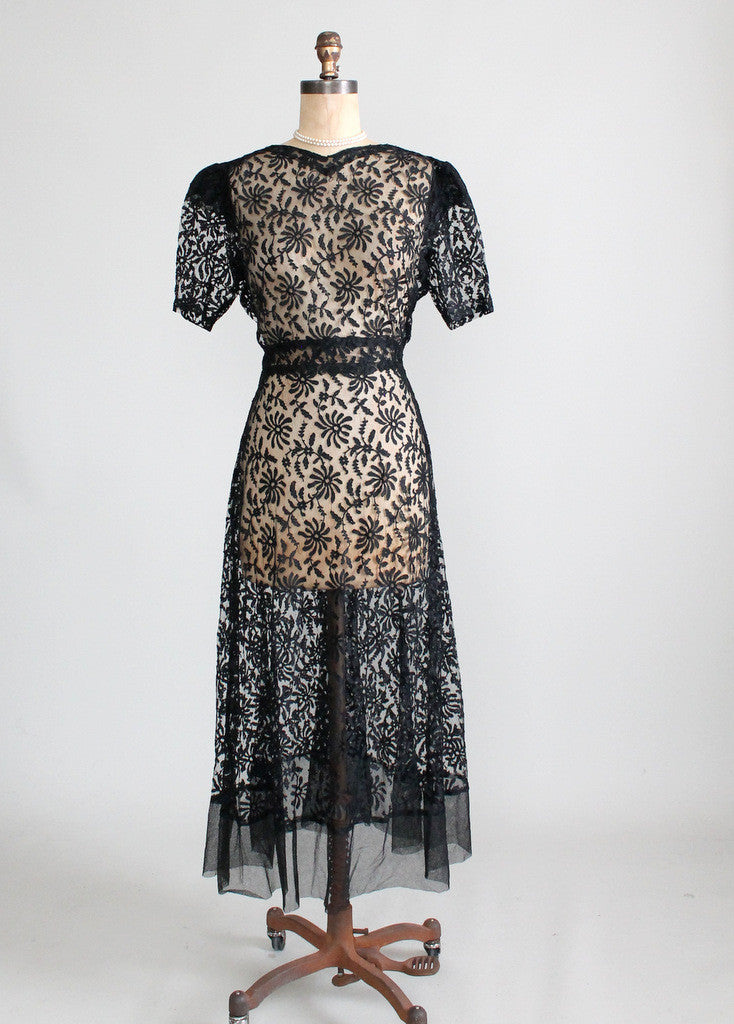 1930s Black Lace Dress