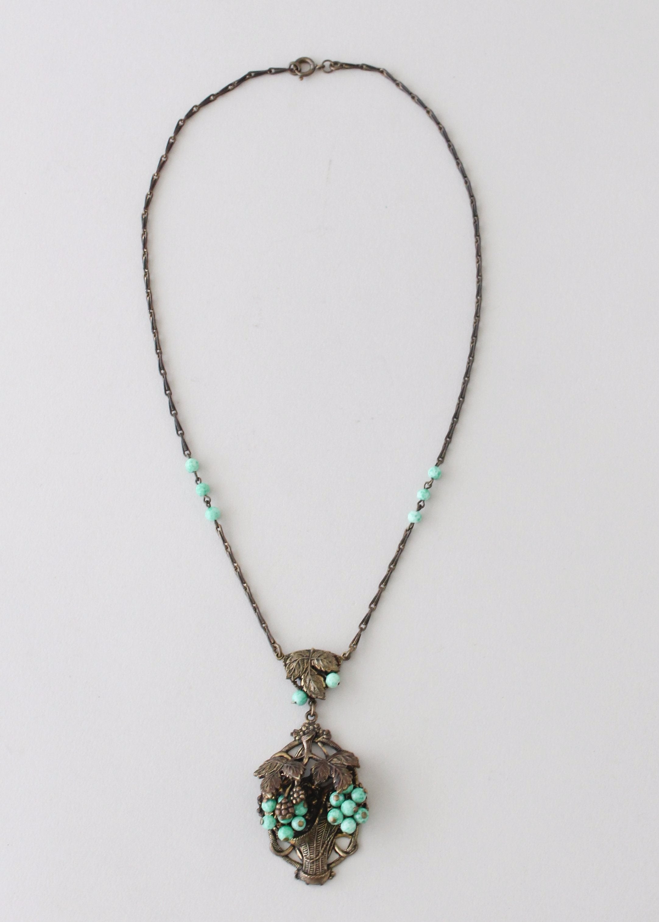 Vintage 1930s Grape Basket Necklace