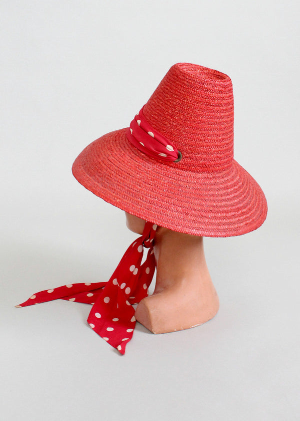 Vintage Grevi straw Red Sunhat Made in Italy Gondolier, Hats Classic Italy Made in our workshop main image 2