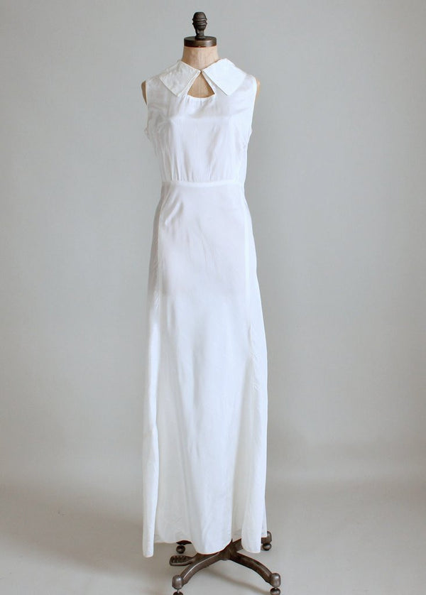 vintage silk wedding dress Vintage 1930s White Moire Silk Wedding Dress