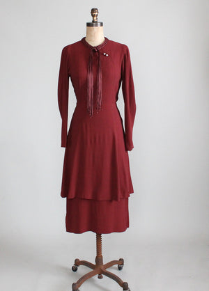 1930s Crepe Peplum Dress