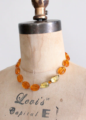 Vintage 1930s amber glass necklace