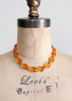 Vintage 1930s amber glass necklace