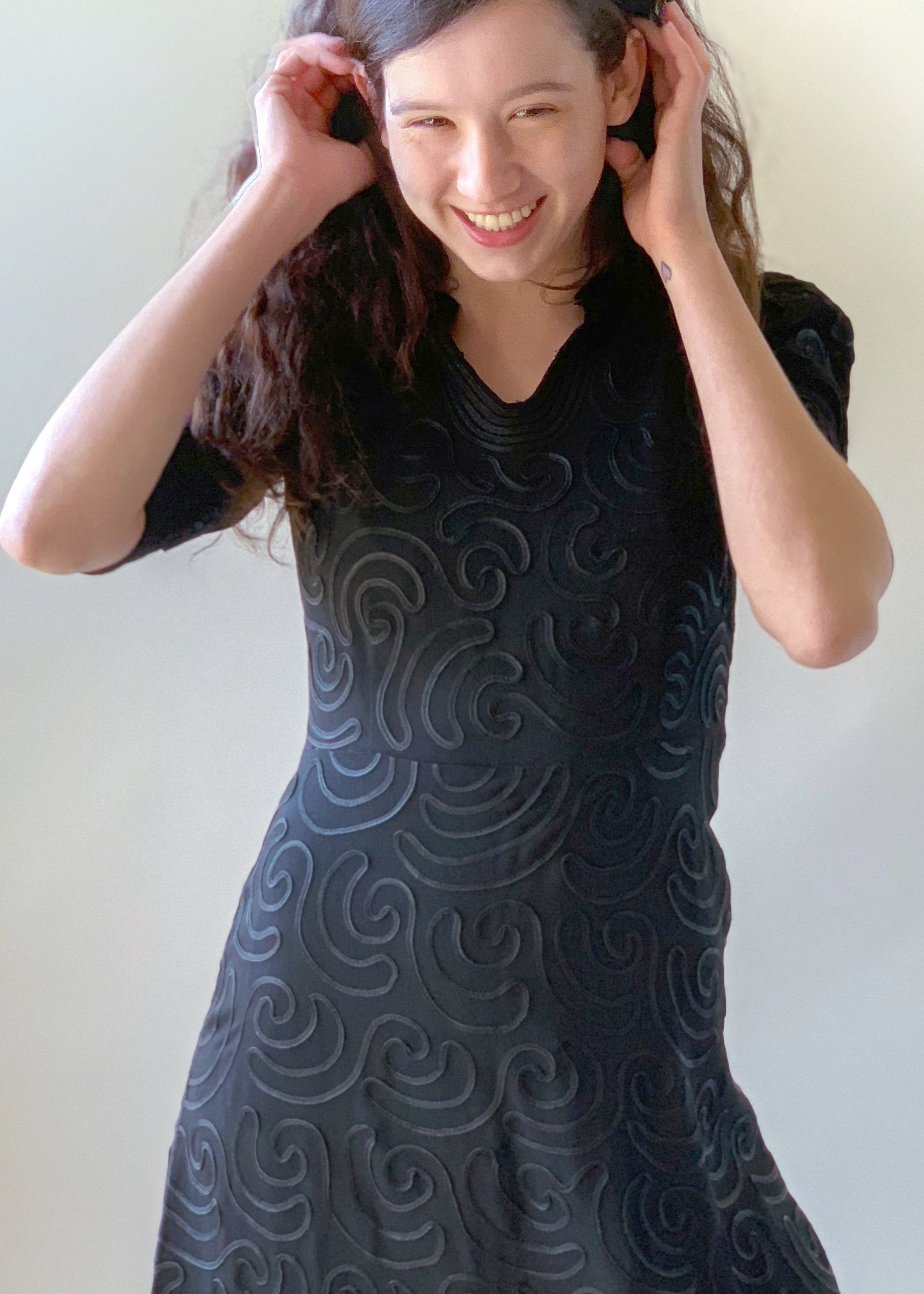Vintage 1930s Soutache Crepe Dress