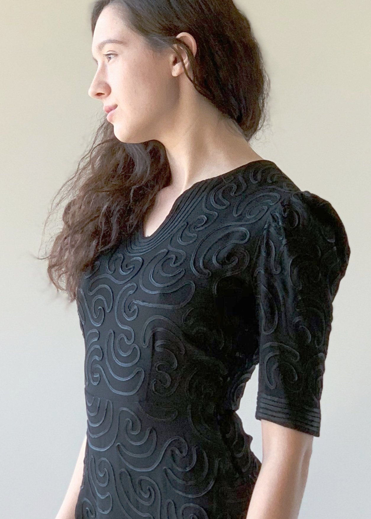 Vintage 1930s Soutache Crepe Dress
