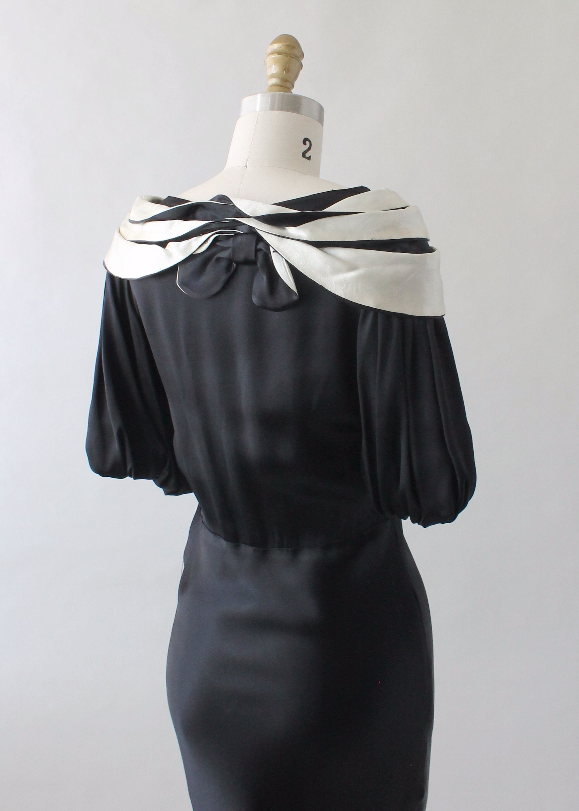 Vintage 1930s Black and White Silk Evening Dress
